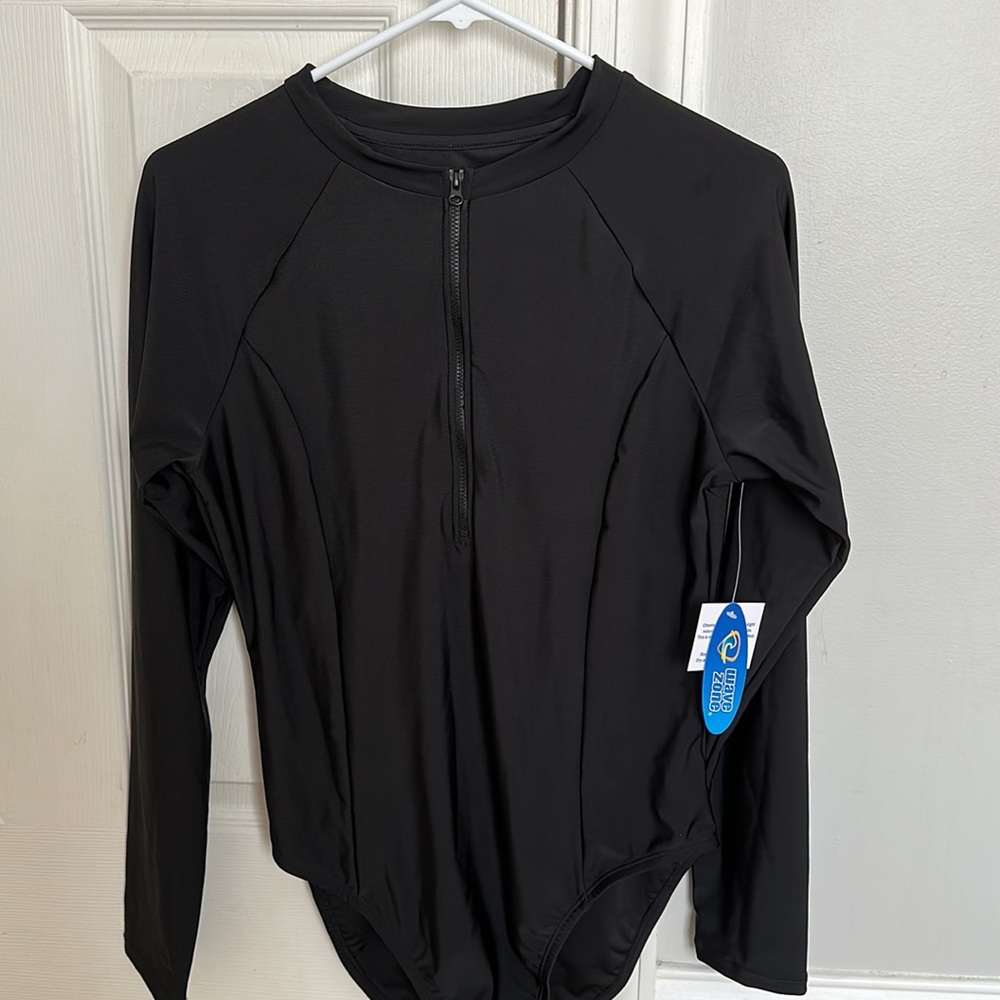 Long Sleeve One Piece Zip Up Swim Suit